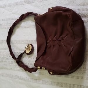 B mackowsky brown genuine leather shoulder bag, magnetic closure, cheetah  lined